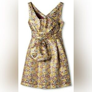 Zac Posen target gold brocade cocktail party dress